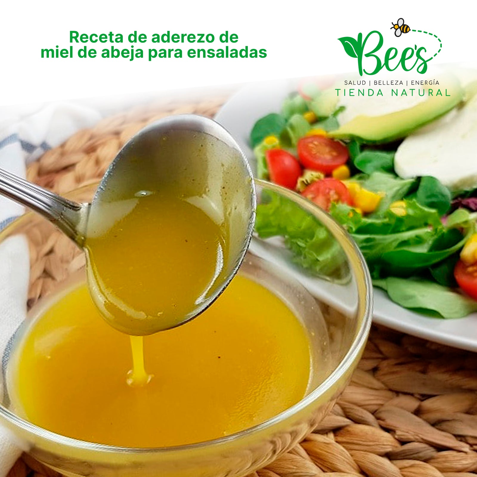 Receta de a derezo de miel de abeja para ensaladas